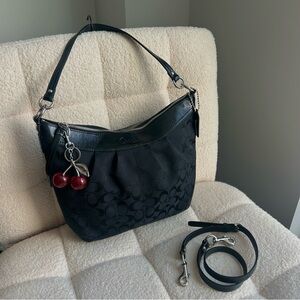 2009 Coach Soho Pleated Black Monogram Convertible Shoulder Bag